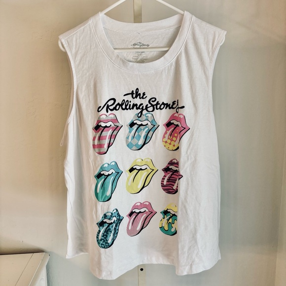 NWT Rolling Stones Graphic Tank Top - White - Picture 1 of 8
